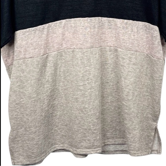 Myesper Apparel Tri Colour Black Blush Grey Semi Sheer Lacey Look V-Neck Top XXL - Picture 4 of 7